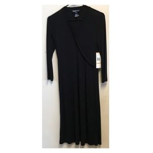 Jones New York Signature Faux Wrap Black Maxi Dress Small